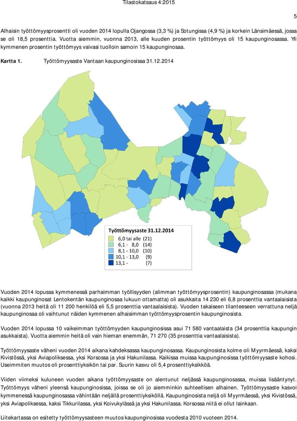 Työttömyysaste Vantaan kaupunginosissa 31.12.