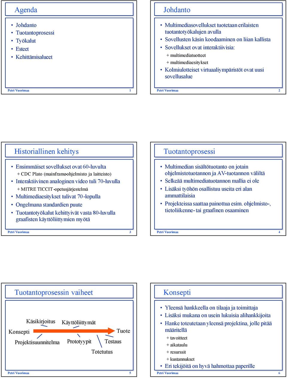 Ensimmäiset sovellukset ovat 60-luvulta + CDC Plato (mainframe-ohjelmisto ja laitteisto) Interaktiivinen analoginen video tuli 70-luvulla + MITRE TICCIT-opetusjärjestelmä Multimediaesitykset tulivat