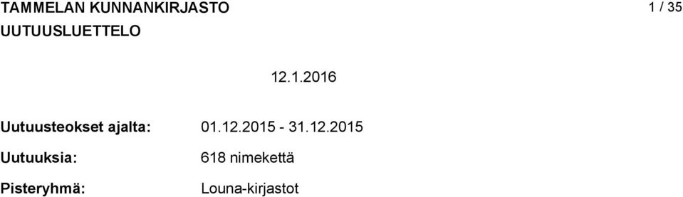 .206 Uutuusteokset ajalta: