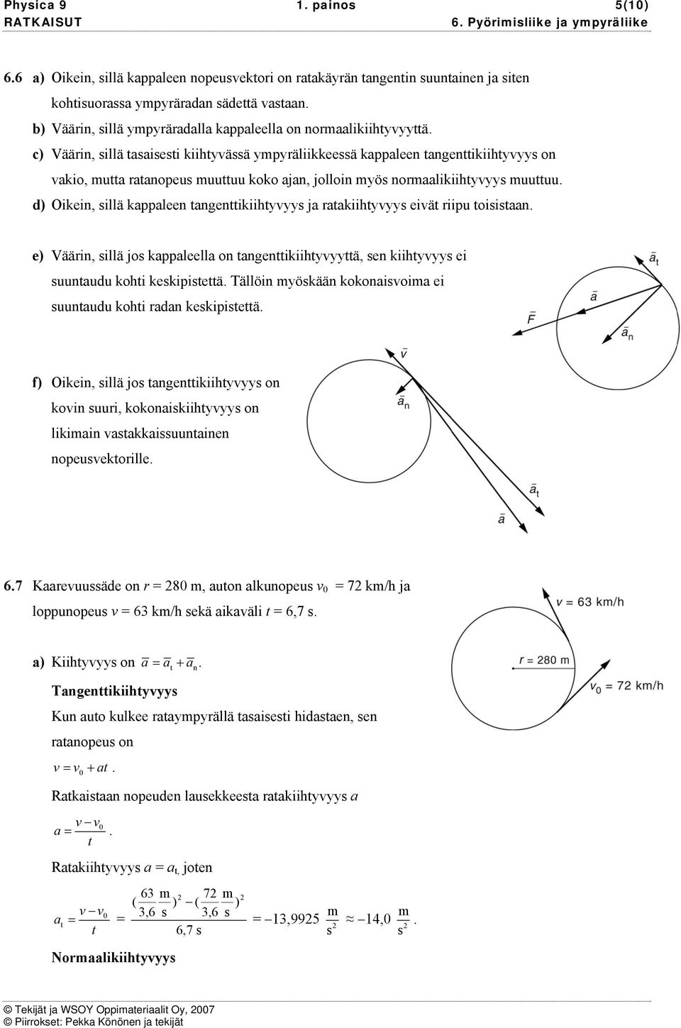 tgettikiihtyyyttä, e kiihtyyy ei uutudu kohti kekipitettä Tällöi yökää kokoioi ei uutudu kohti d kekipitettä f) Oikei, illä jo tgettikiihtyyy o koi uui, kokoikiihtyyy o likii tkkiuutie opeuektoille