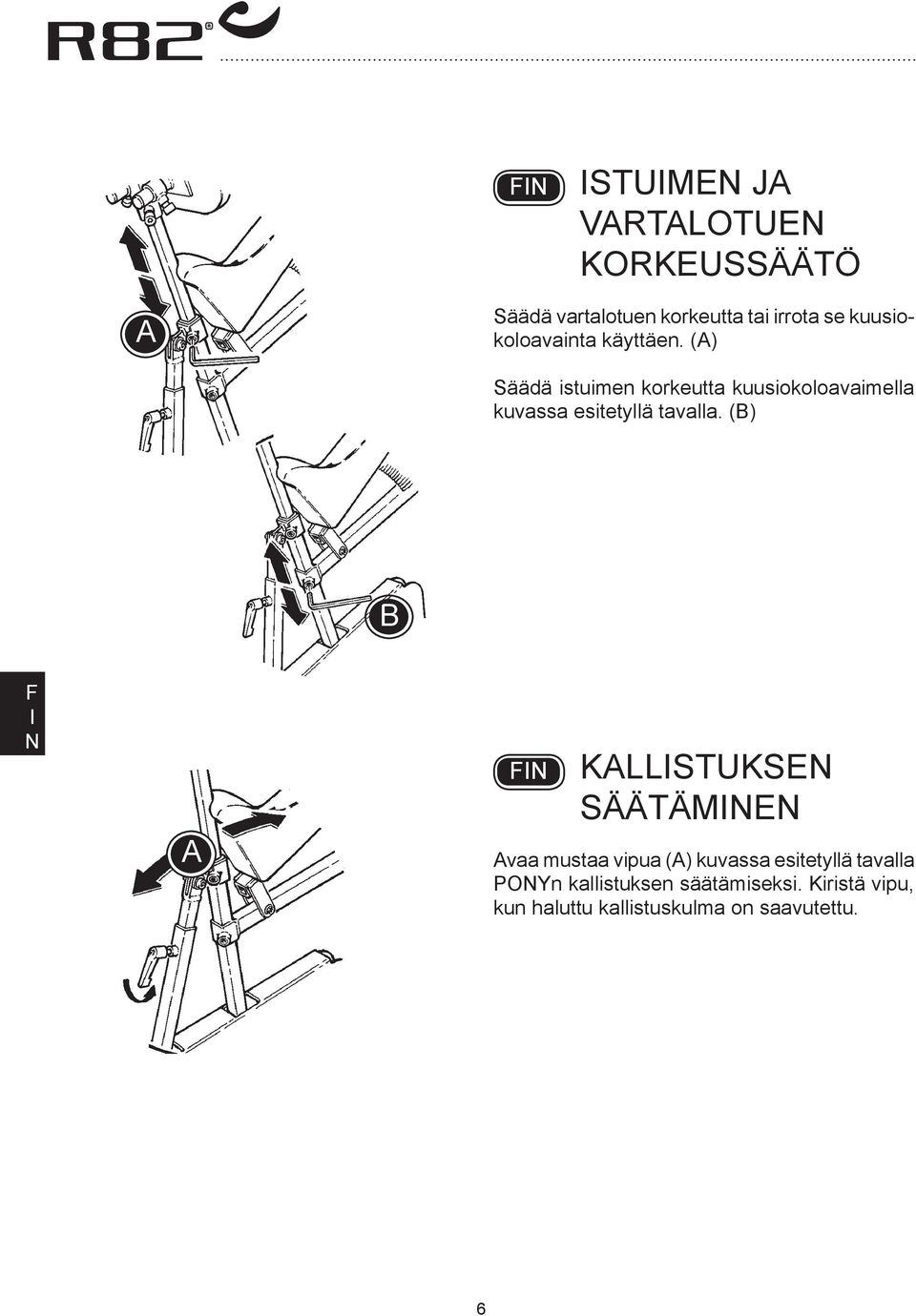 () Säädä istuimen korkeutta kuusiokoloavaimella kuvassa esitetyllä tavalla.