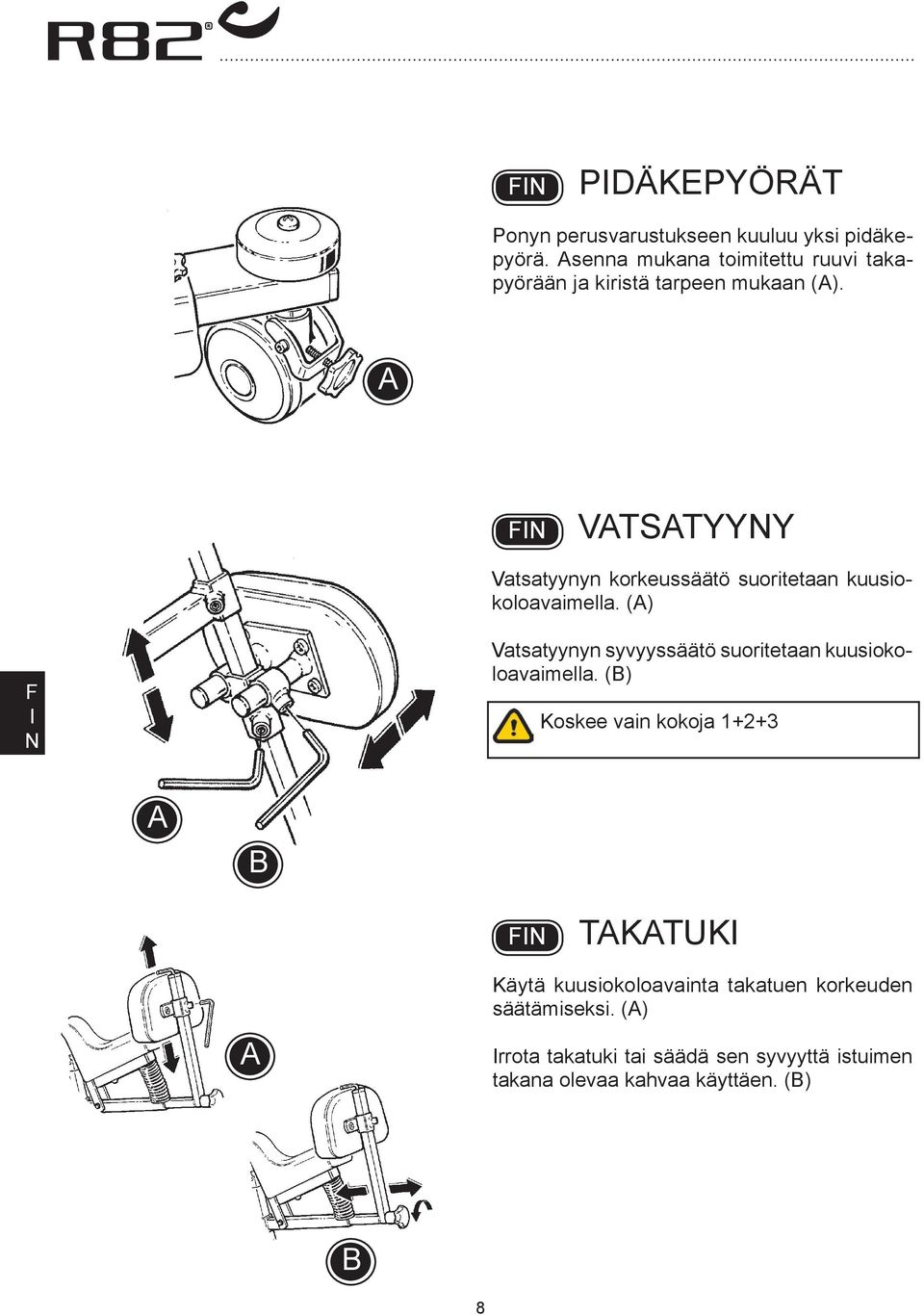 VTSTYYY Vatsatyynyn korkeussäätö suoritetaan kuusiokoloavaimella.