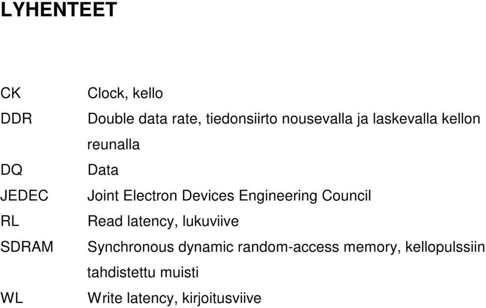 Devices Engineering Council Read latency, lukuviive Synchronous dynamic