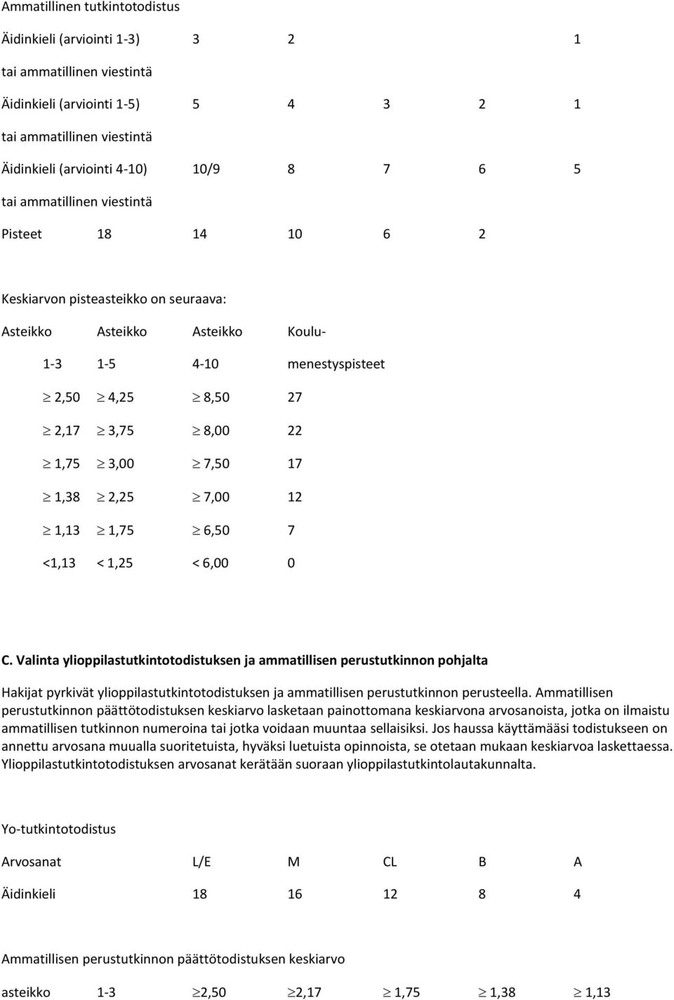 Valinta ylioppilastutkintotodistuksen ja ammatillisen perustutkinnon pohjalta Hakijat pyrkivät ylioppilastutkintotodistuksen ja ammatillisen perustutkinnon perusteella.