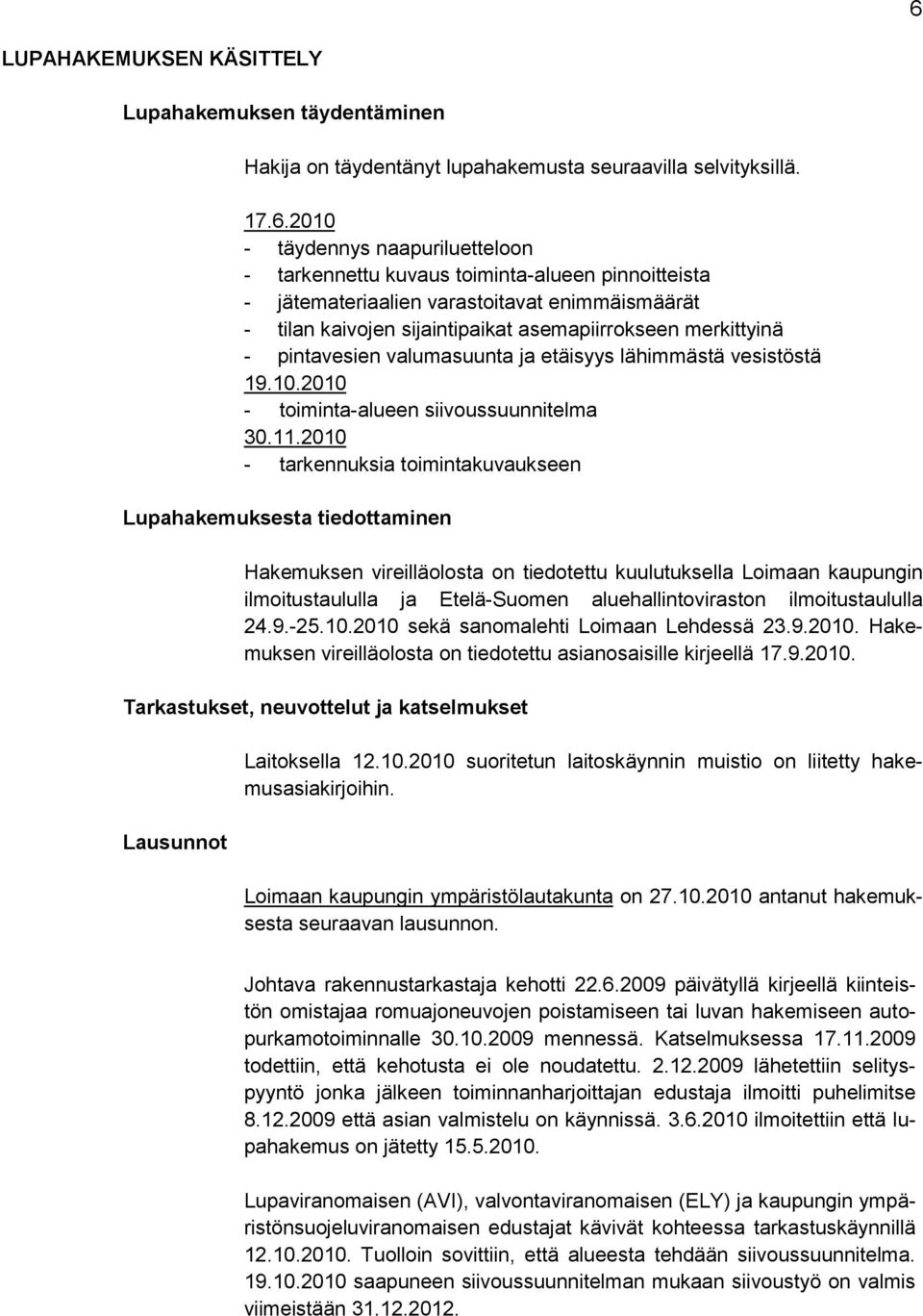 2010 - toiminta-alueen siivoussuunnitelma 30.11.