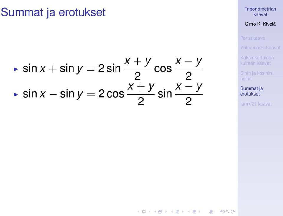 cos x + y cos x y