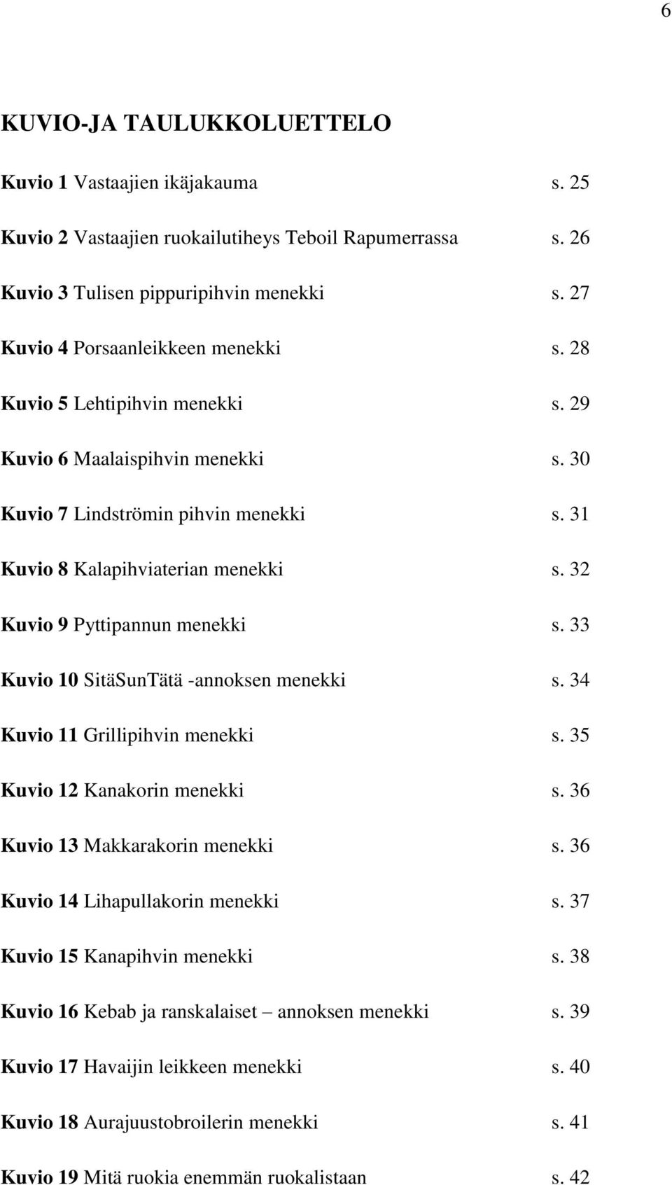 32 Kuvio 9 Pyttipannun menekki s. 33 Kuvio 10 SitäSunTätä -annoksen menekki s. 34 Kuvio 11 Grillipihvin menekki s. 35 Kuvio 12 Kanakorin menekki s. 36 Kuvio 13 Makkarakorin menekki s.