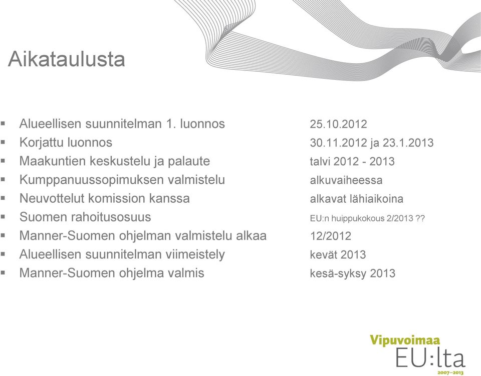 .2012 Korjattu luonnos 30.11.2012 ja 23.1.2013 Maakuntien keskustelu ja palaute talvi 2012-2013