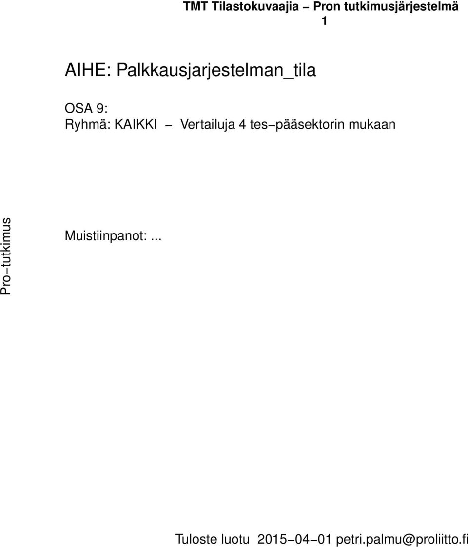 Vertailuja tes pääsektorin mukaan Pro tutkimus