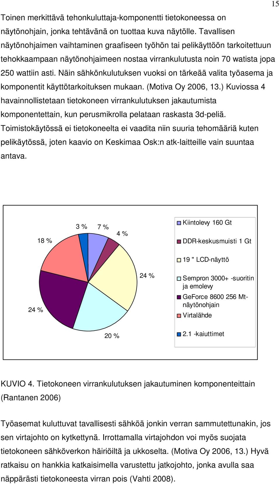 Näin sähkönkulutuksen vuoksi on tärkeää valita työasema ja komponentit käyttötarkoituksen mukaan. (Motiva Oy 2006, 13.