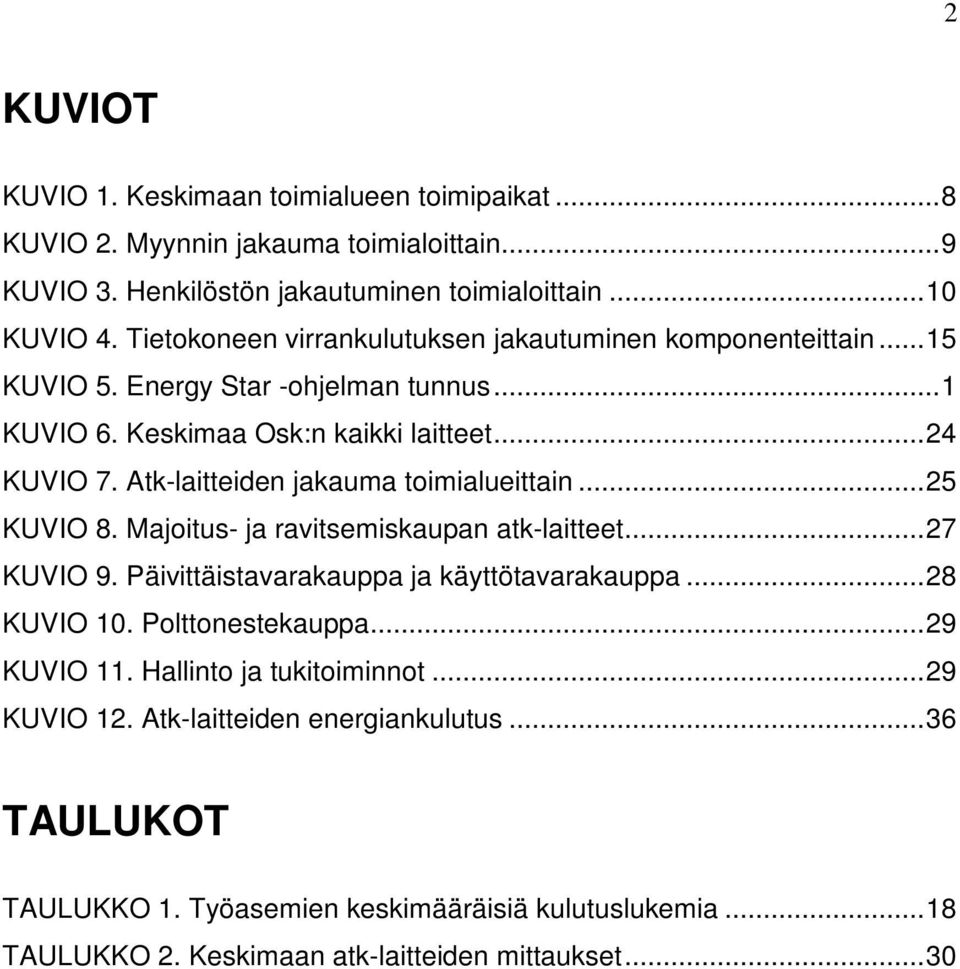 Atk-laitteiden jakauma toimialueittain...25 KUVIO 8. Majoitus- ja ravitsemiskaupan atk-laitteet...27 KUVIO 9. Päivittäistavarakauppa ja käyttötavarakauppa...28 KUVIO 10.