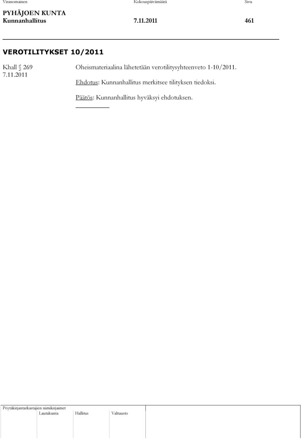 verotilitysyhteenveto 1-10/2011.