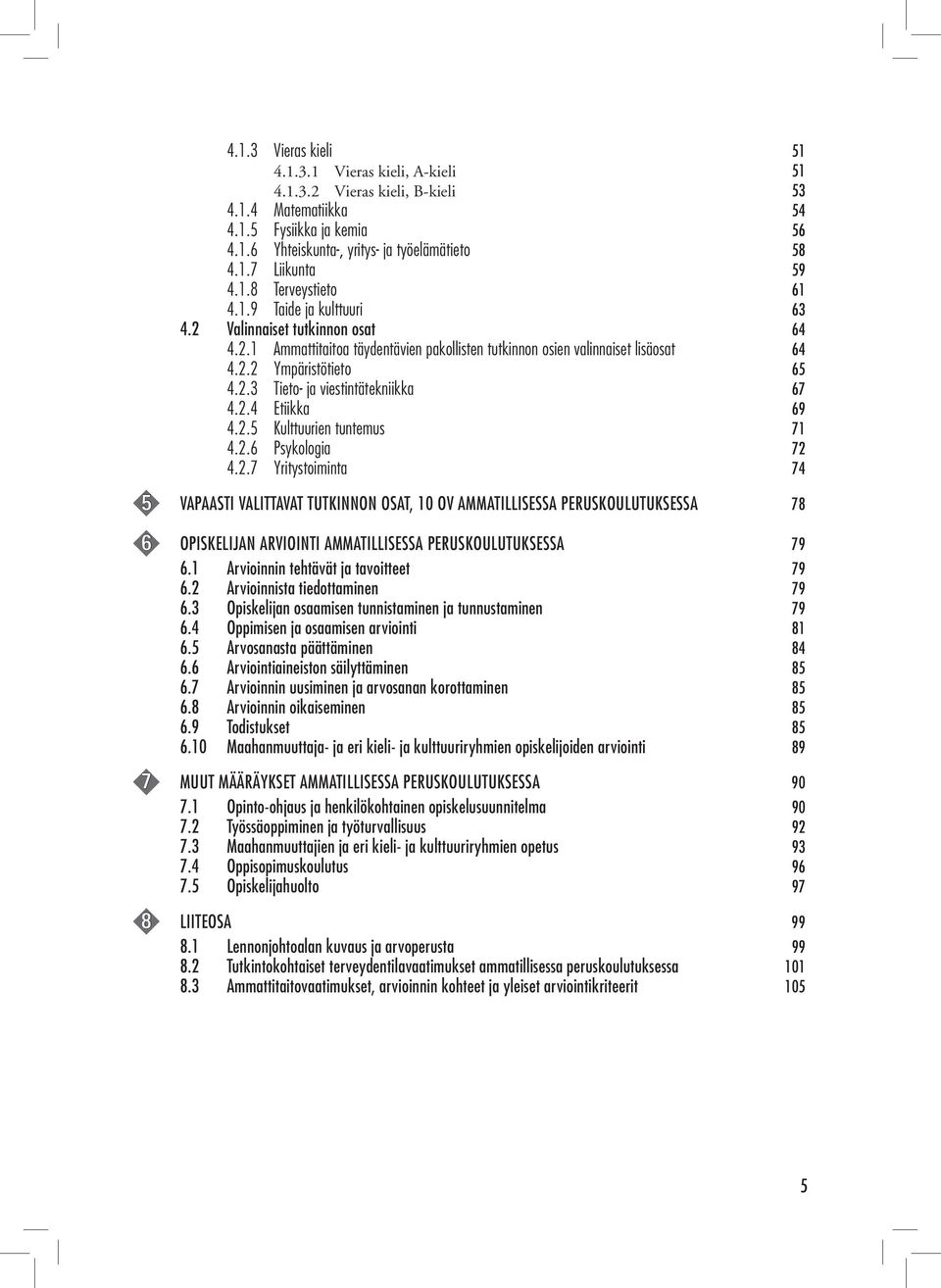 2.4 Etiikka 69 4.2.5 Kulttuurien tuntemus 71 4.2.6 Psykologia 72 4.2.7 Yritystoiminta 74 5 VAPAASTI VALITTAVAT TUTKINNON OSAT, 10 OV AMMATILLISESSA PERUSKOULUTUKSESSA 78 6 OPISKELIJAN ARVIOINTI AMMATILLISESSA PERUSKOULUTUKSESSA 79 6.