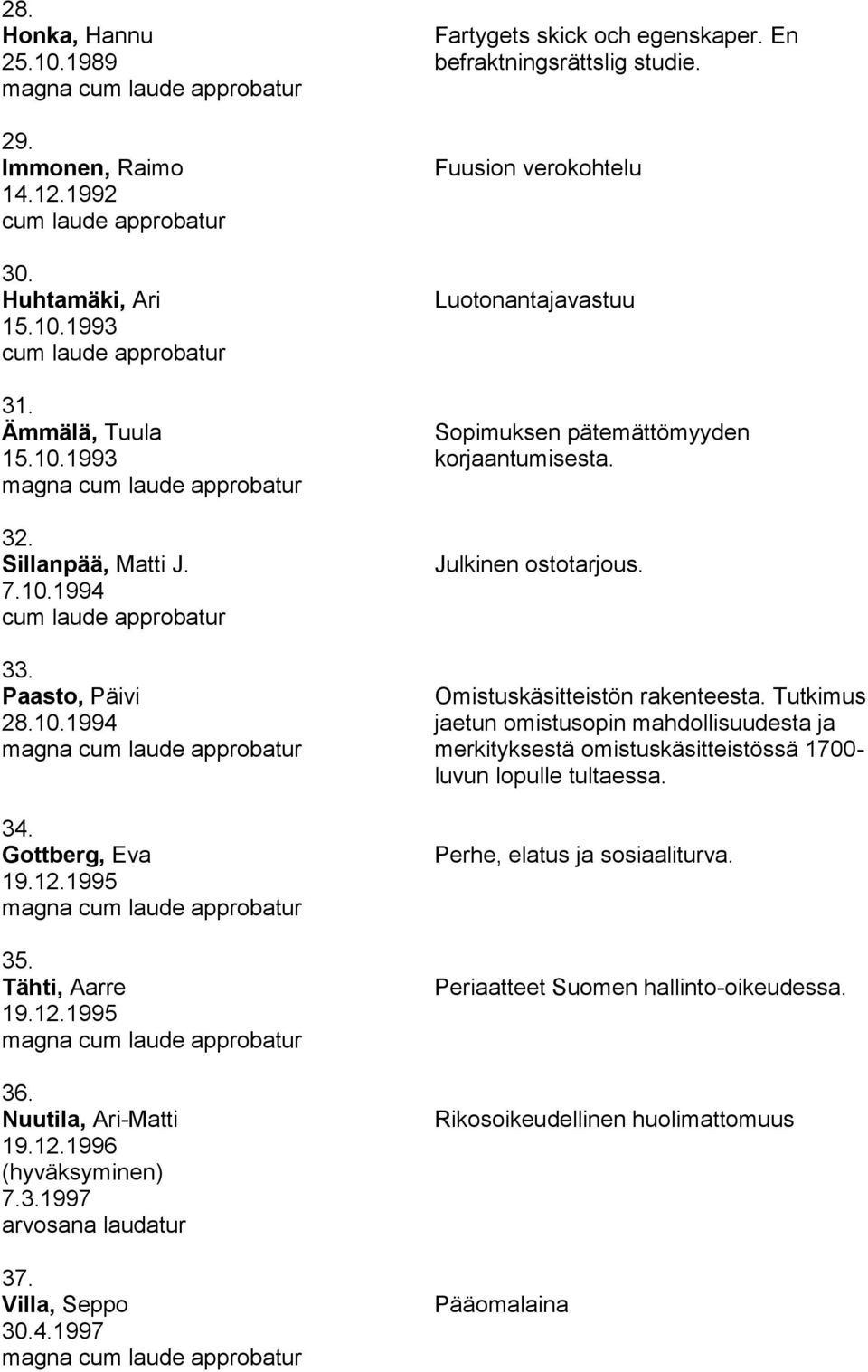 En befraktningsrättslig studie. Fuusion verokohtelu Luotonantajavastuu Sopimuksen pätemättömyyden korjaantumisesta. Julkinen ostotarjous. Omistuskäsitteistön rakenteesta.