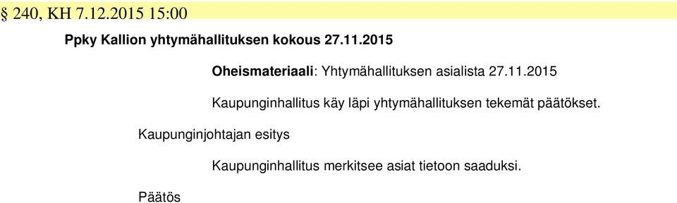 2015 Oheismateriaali: Yhtymähallituksen asialista 27.11.