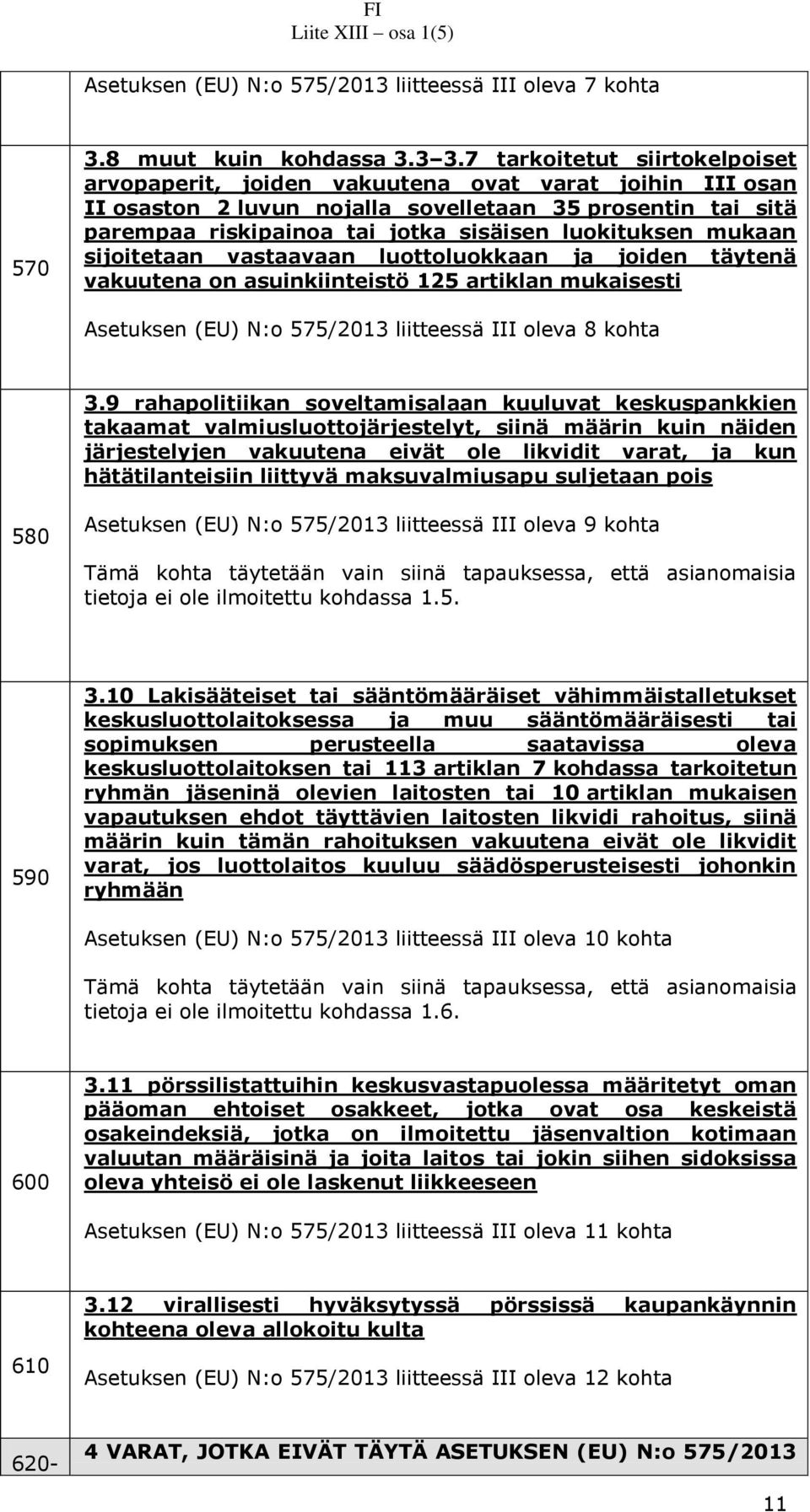 mukaan sijoitetaan vastaavaan luottoluokkaan ja joiden täytenä vakuutena on asuinkiinteistö 125 artiklan mukaisesti Asetuksen (EU) N:o 575/2013 liitteessä III oleva 8 kohta 3.