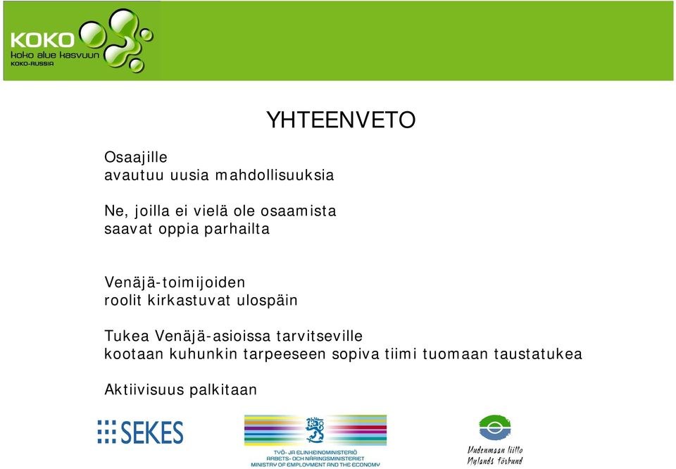 roolit kirkastuvat ulospäin Tukea Venäjä-asioissa tarvitseville