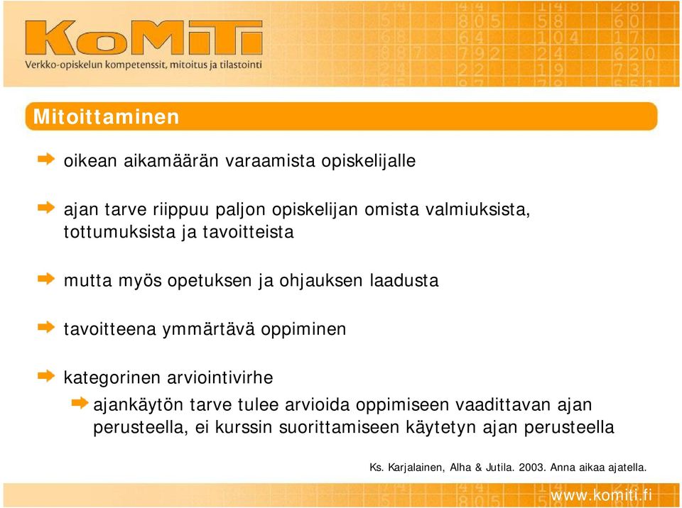 ymmärtävä oppiminen kategorinen arviointivirhe ajankäytön tarve tulee arvioida oppimiseen vaadittavan ajan