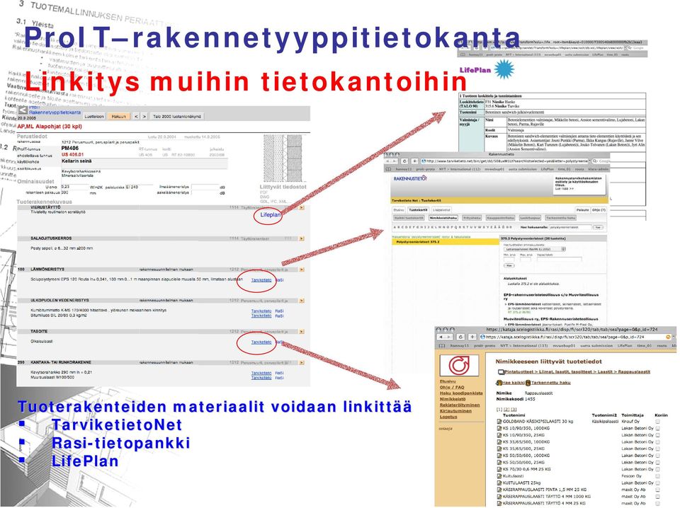 Tuoterakenteiden materiaalit voidaan