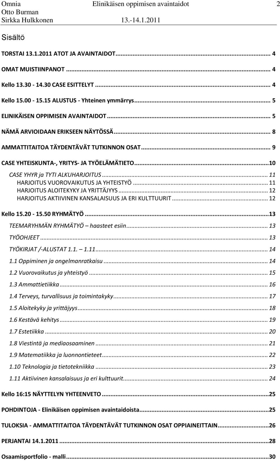 VUOROVAIKUTUS JA YHTEISTYÖ 11 HARJOITUS ALOITEKYKY JA YRITTÄJYYS 12 HARJOITUS AKTIIVINEN KANSALAISUUS JA ERI KULTTUURIT 12 Kello 1520-1550 RYHMÄTYÖ 13 TEEMARYHMÄN RYHMÄTYÖ haasteet esiin 13 TYÖOHJEET