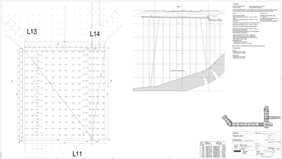 nurj = 777 kn HL = mm Betoni, XC2, XD1 Betoniteräs B500B, B500K (500HW) L13 24898 29999 L14 4702 - lapinnassa 60 mm ± 25 mm 2 2 2 2095 P122 2 2 2 894 705 2200 1696 2000 1500 2500 2500 2280 2700 1500