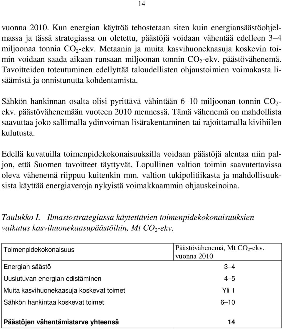 Tavoitteiden toteutuminen edellyttää taloudellisten ohjaustoimien voimakasta lisäämistä ja onnistunutta kohdentamista.