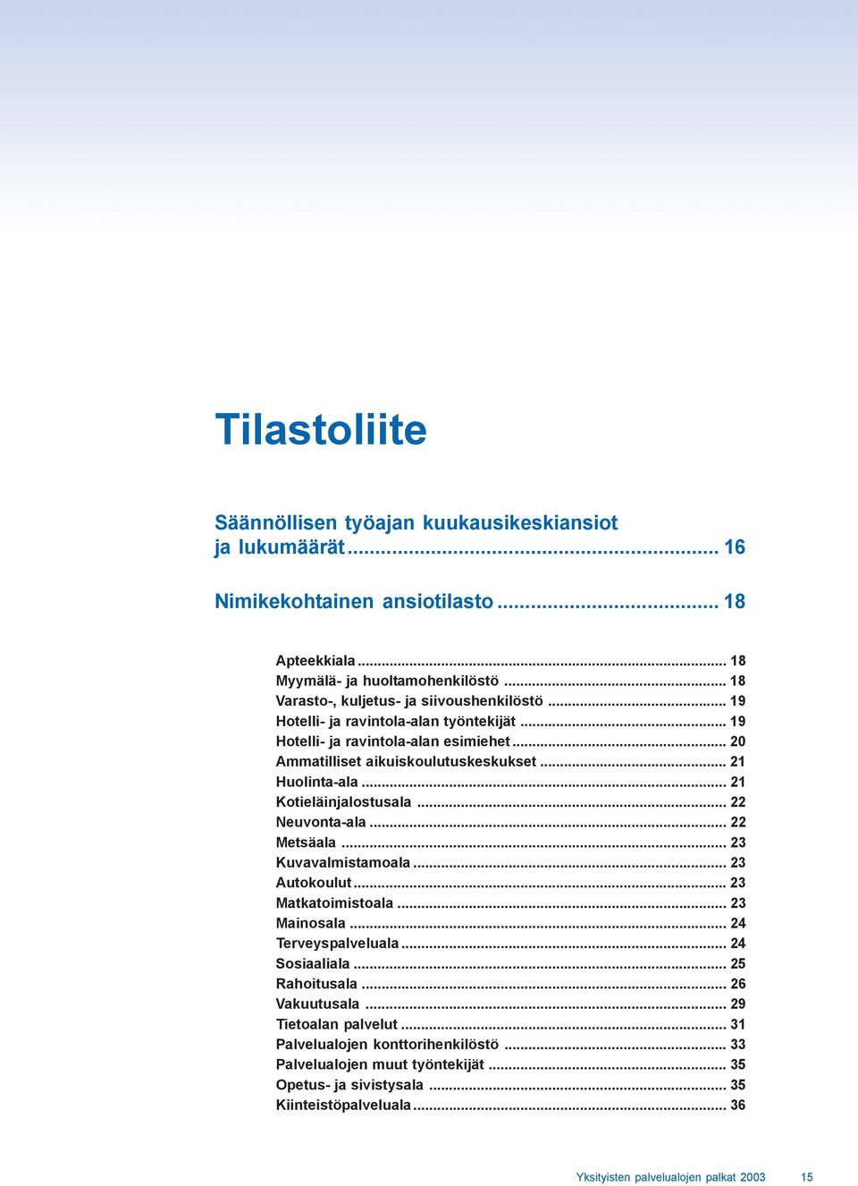 .. 21 Kotieläinjalostusala... 22 Neuvonta-ala... 22 Metsäala... 23 Kuvavalmistamoala... 23 Autokoulut... 23 Matkatoimistoala... 23 Mainosala... 24 Terveyspalveluala... 24 Sosiaaliala.