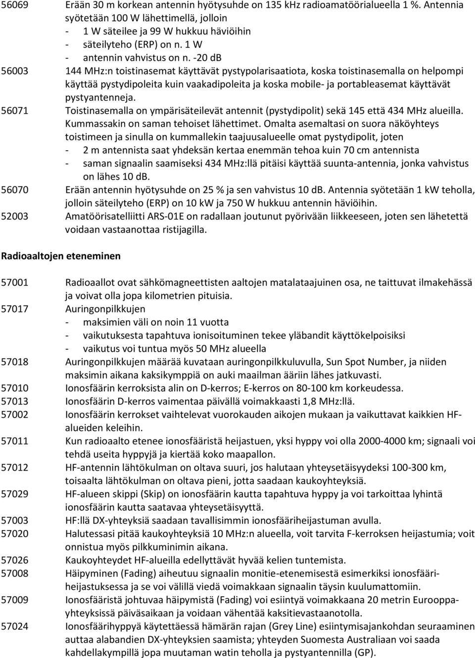 -20 db 56003 144 MHz:n toistinasemat käyttävät pystypolarisaatiota, koska toistinasemalla on helpompi käyttää pystydipoleita kuin vaakadipoleita ja koska mobile- ja portableasemat käyttävät