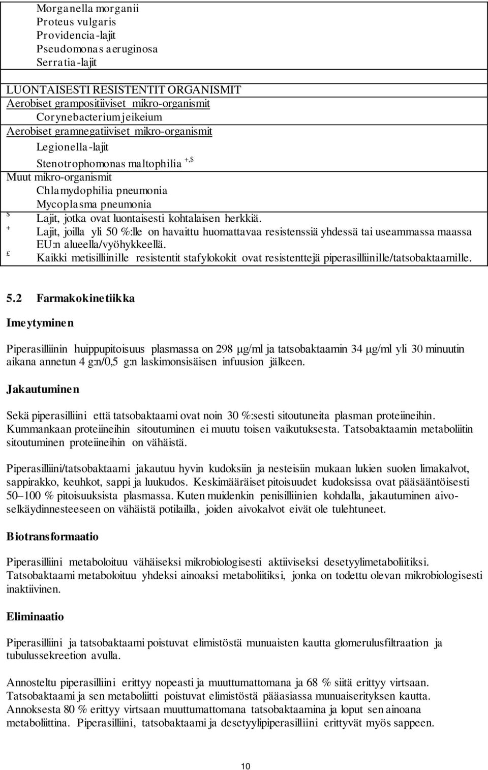 kohtalaisen herkkiä. + Lajit, joilla yli 50 %:lle on havaittu huomattavaa resistenssiä yhdessä tai useammassa maassa EU:n alueella/vyöhykkeellä.