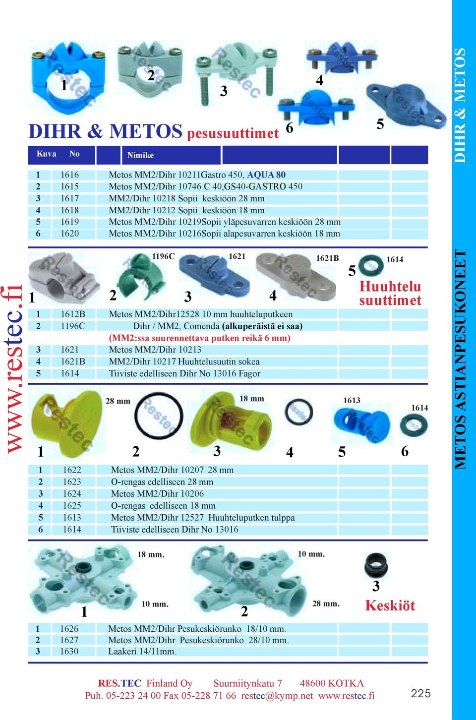 keskiöön mm 0 Metos MM/Dihr 0Sopii alapesuvarren keskiöön mm B Metos MM/Dihr Tilaus 0 No mm huuhteluputkeen 9C Dihr / MM, Comenda (alkuperäistä ei saa) (MM:ssa suurennettava putken reikä mm) Metos