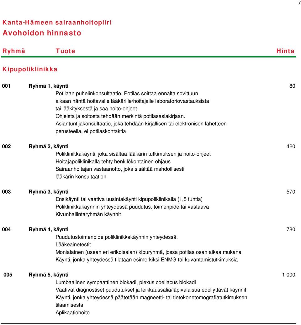 Asiantuntijakonsultaatio, joka tehdään kirjallisen tai elektronisen lähetteen perusteella, ei potilaskontaktia 002 Ryhmä 2, käynti 420 Poliklinikkakäynti, joka sisältää lääkärin tutkimuksen ja