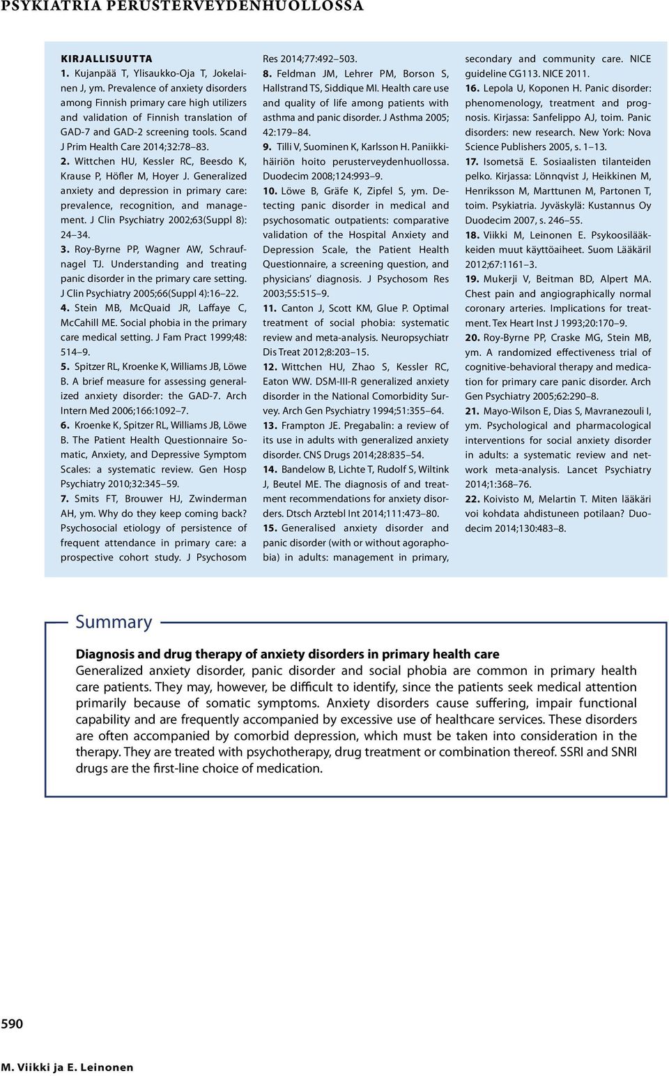 14;32:78 83. 2. Wittchen HU, Kessler RC, Beesdo K, Krause P, Höfler M, Hoyer J. Generalized anxiety and depression in primary care: prevalence, recognition, and management.