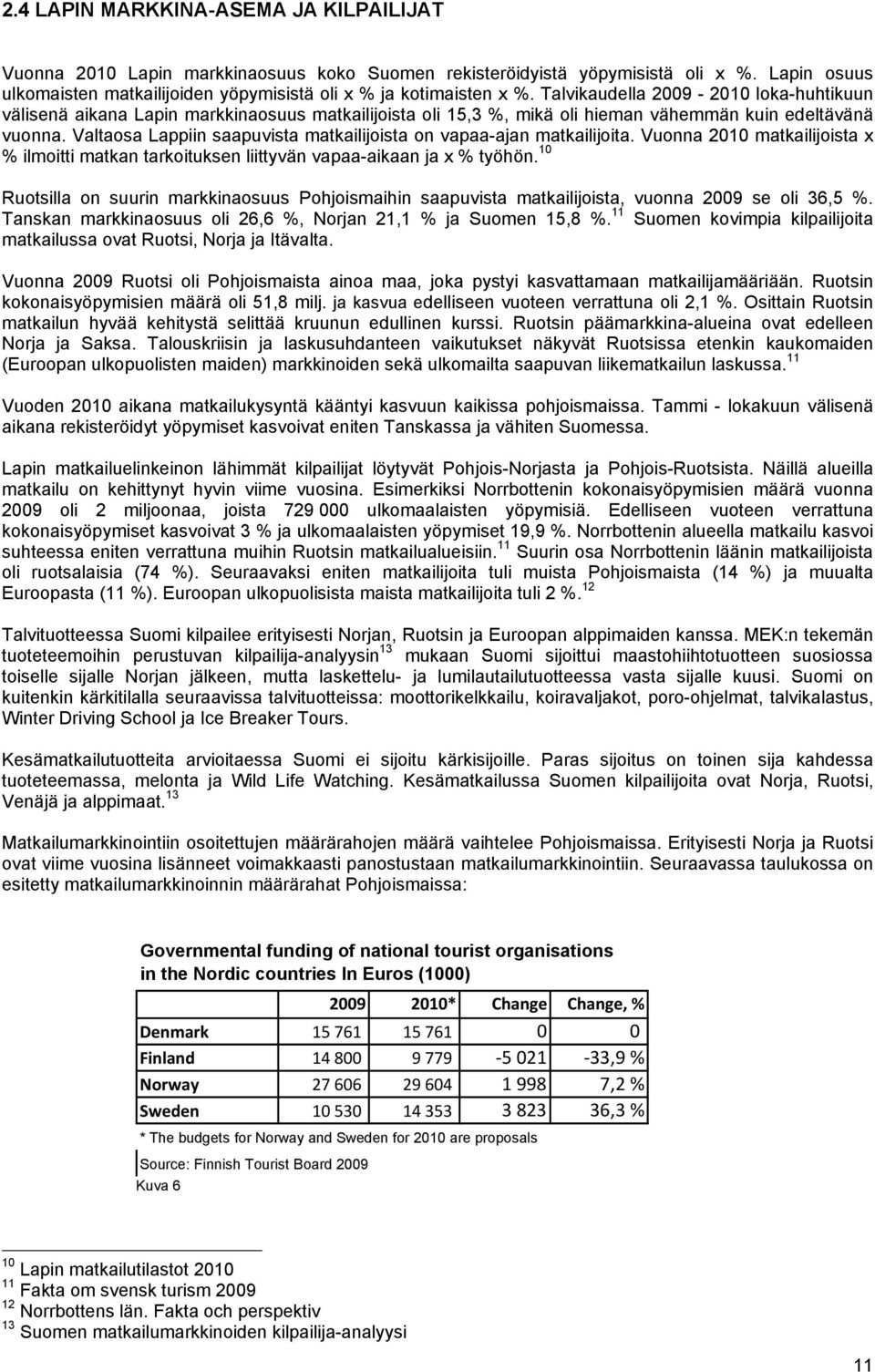 Valtaosa Lappiin saapuvista matkailijoista on vapaa-ajan matkailijoita. Vuonna 2010 matkailijoista x % ilmoitti matkan tarkoituksen liittyvän vapaa-aikaan ja x % työhön.
