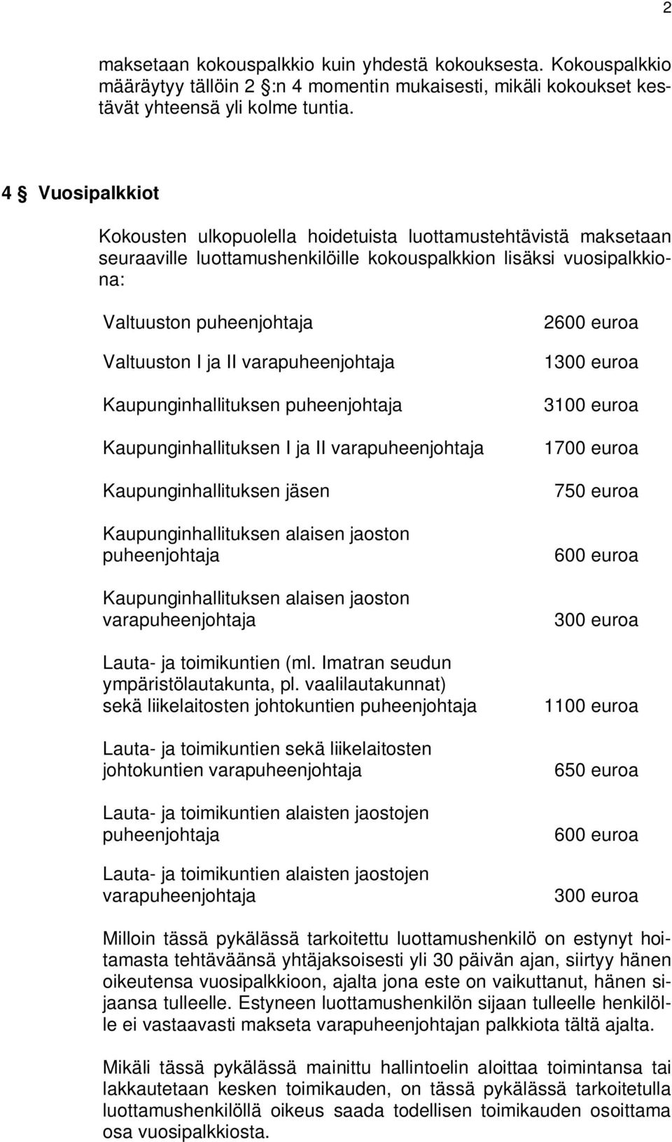 varapuheenjohtaja Kaupunginhallituksen puheenjohtaja Kaupunginhallituksen I ja II varapuheenjohtaja Kaupunginhallituksen jäsen Kaupunginhallituksen alaisen jaoston puheenjohtaja Kaupunginhallituksen