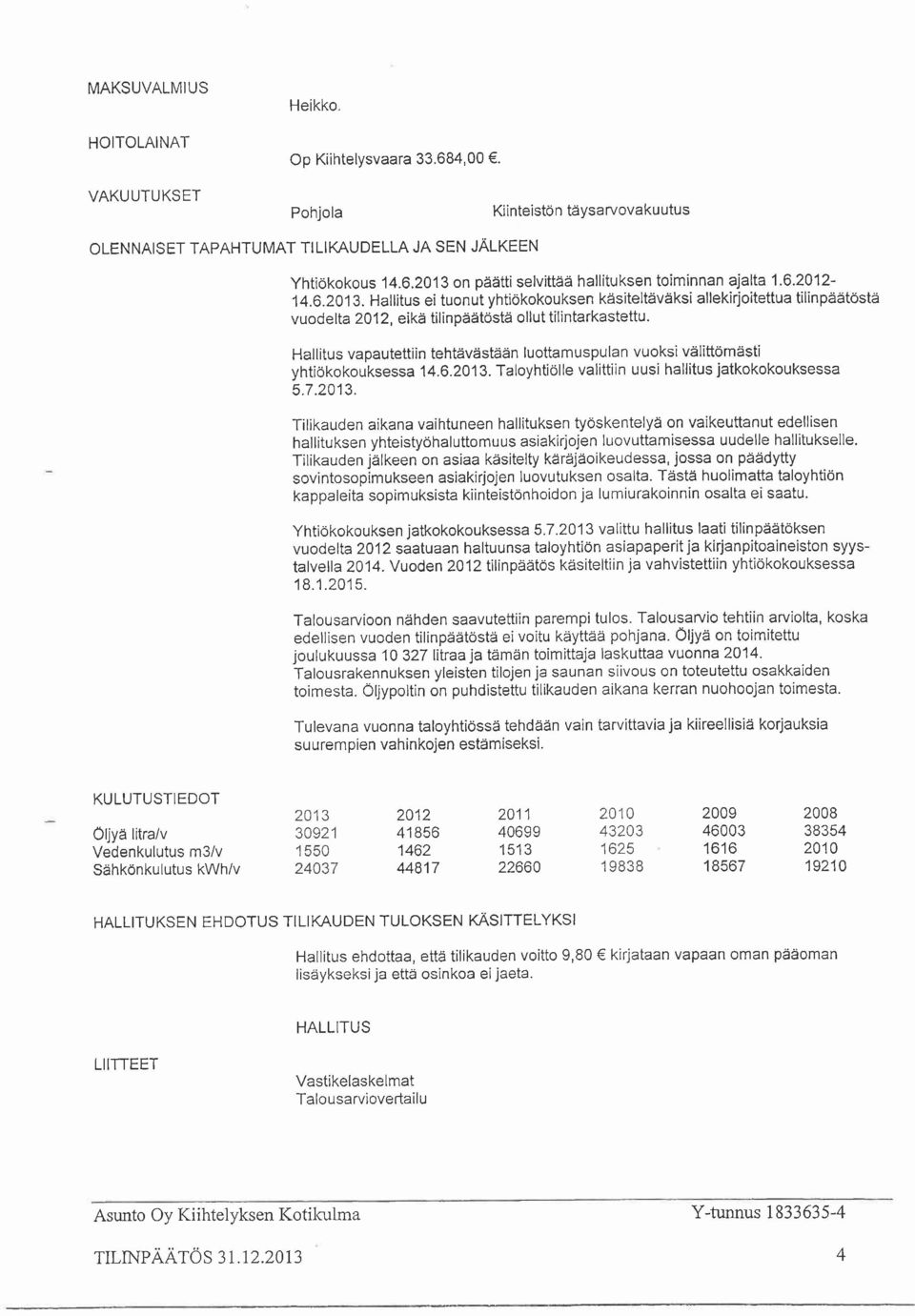 Hallitus vapautettiin tehtävästään luottamuspulan vuoksi välittömästi yhtiökokouksessa 14.6.2013.