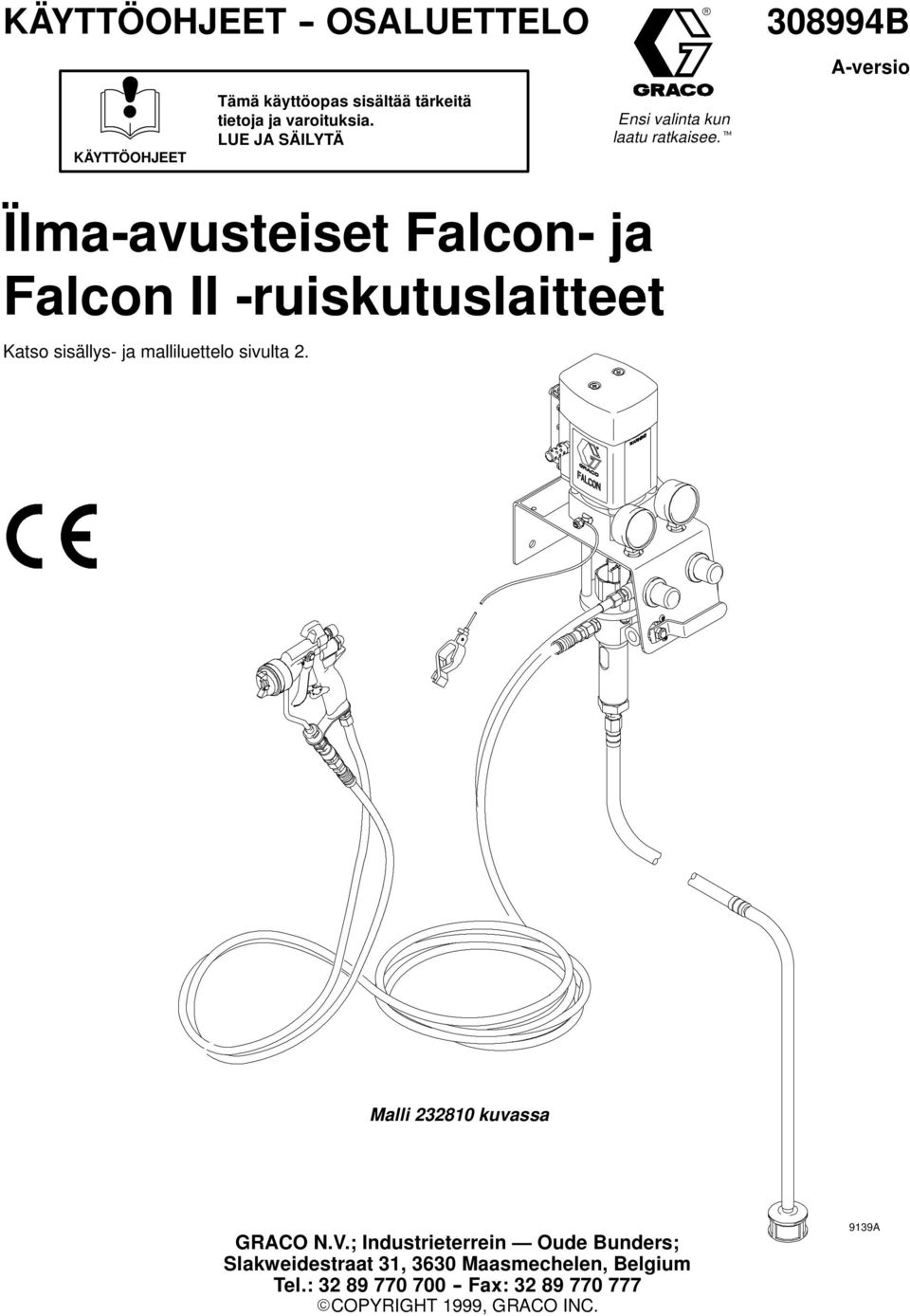 z Ïlma-avusteiset Falcon- ja Falcon II -ruiskutuslaitteet Katso sisällys- ja malliluettelo sivulta 2.