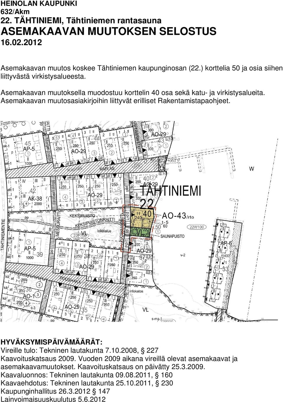 Asemakaavan muuosasiakirjoihin liiyvä erillise Rakenamisapaohjee. HYVÄKSYMSPÄVÄMÄÄRÄT: Vireille ulo: Tekninen lauakuna.0.00, Kaavoiusksaus 00.