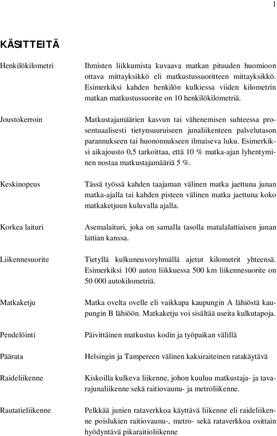 Matkustajamäärien kasvun tai vähenemisen suhteessa prosentuaalisesti tietynsuuruiseen junaliikenteen palvelutason parannukseen tai huononnukseen ilmaiseva luku.