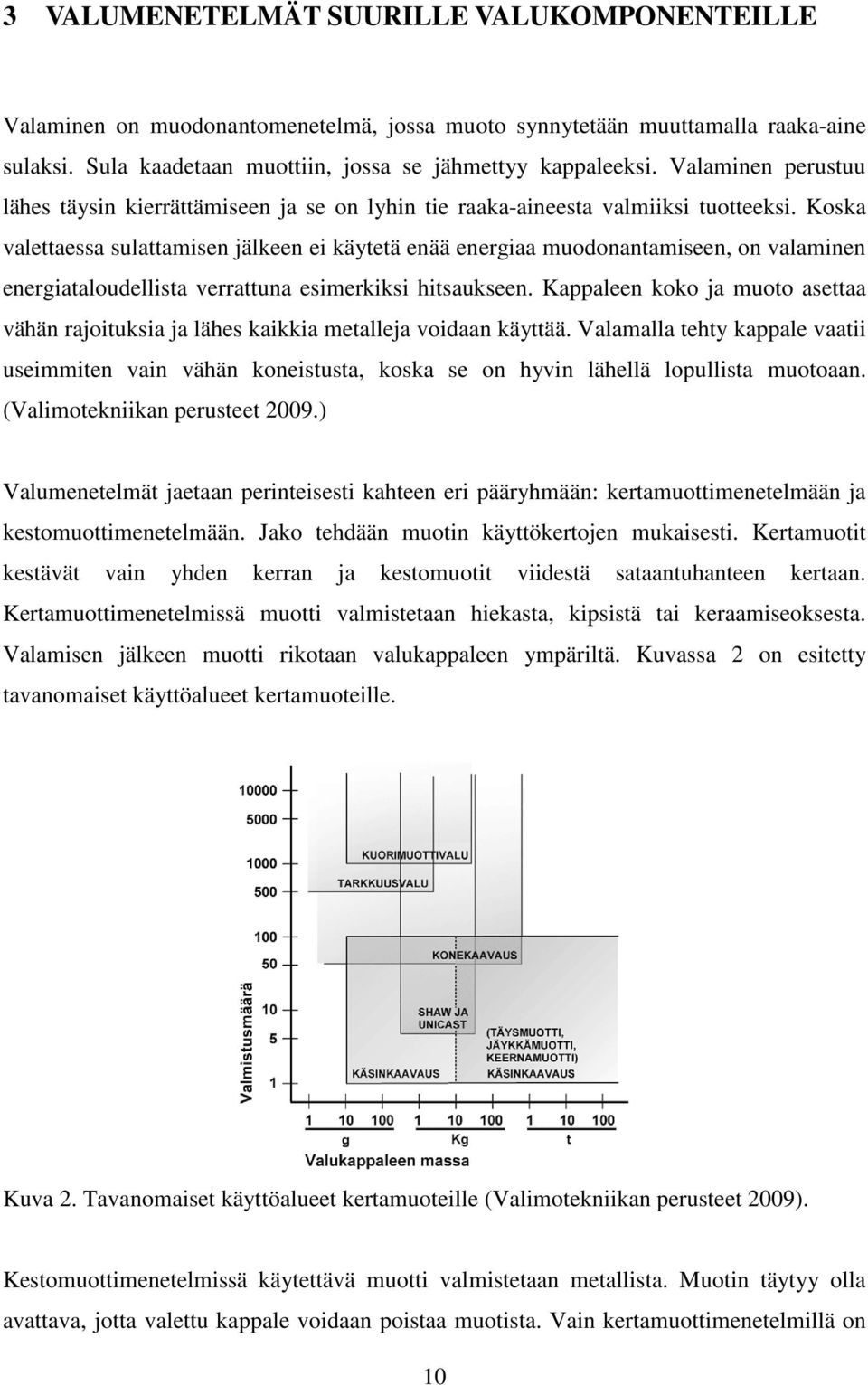 Koska valettaessa sulattamisen jälkeen ei käytetä enää energiaa muodonantamiseen, on valaminen energiataloudellista verrattuna esimerkiksi hitsaukseen.