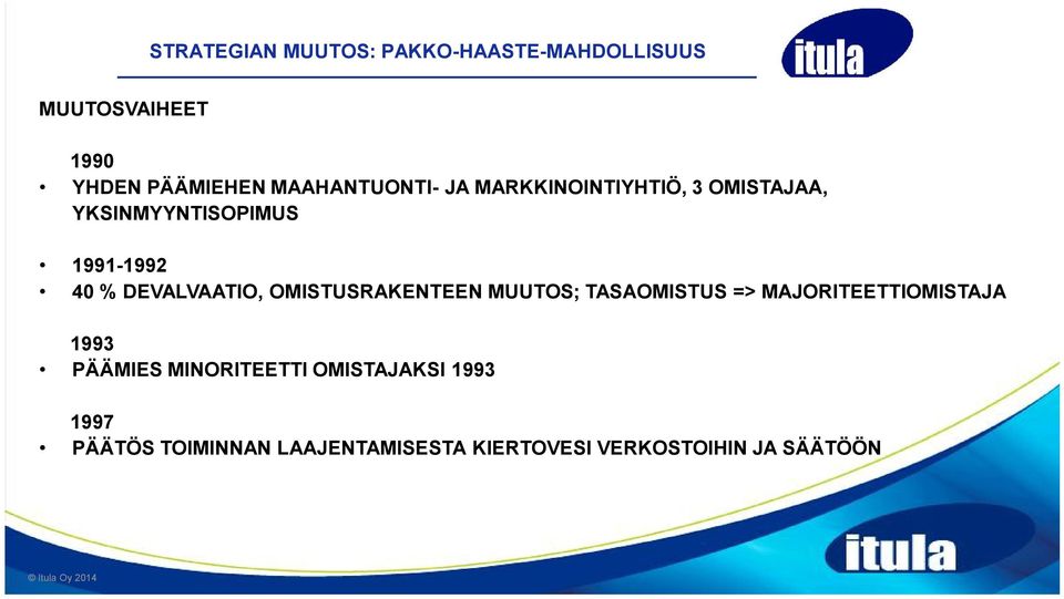 DEVALVAATIO, OMISTUSRAKENTEEN MUUTOS; TASAOMISTUS => MAJORITEETTIOMISTAJA 1993 PÄÄMIES