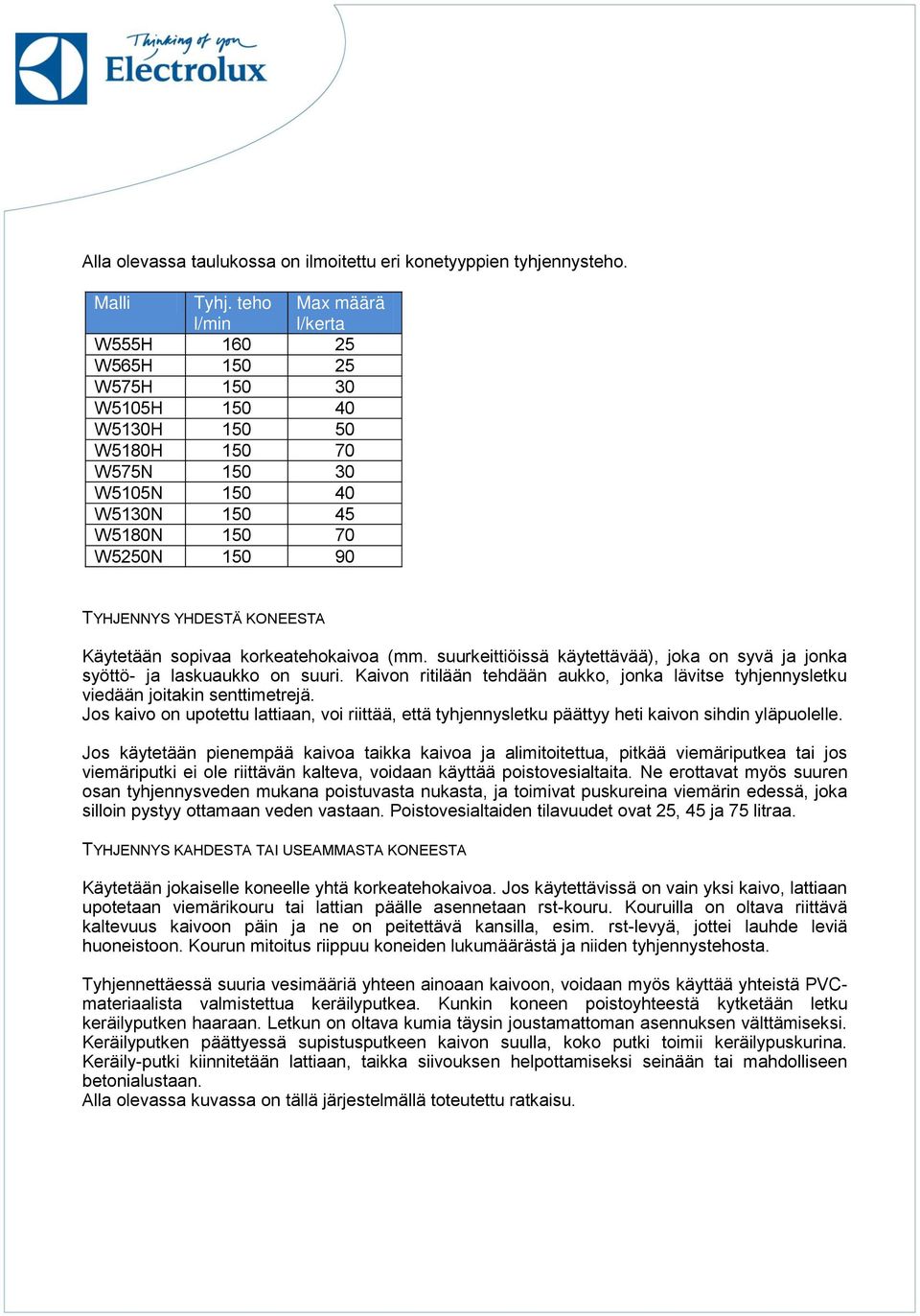 KONEESTA Käytetään sopivaa korkeatehokaivoa (mm. suurkeittiöissä käytettävää), joka on syvä ja jonka syöttö- ja laskuaukko on suuri.