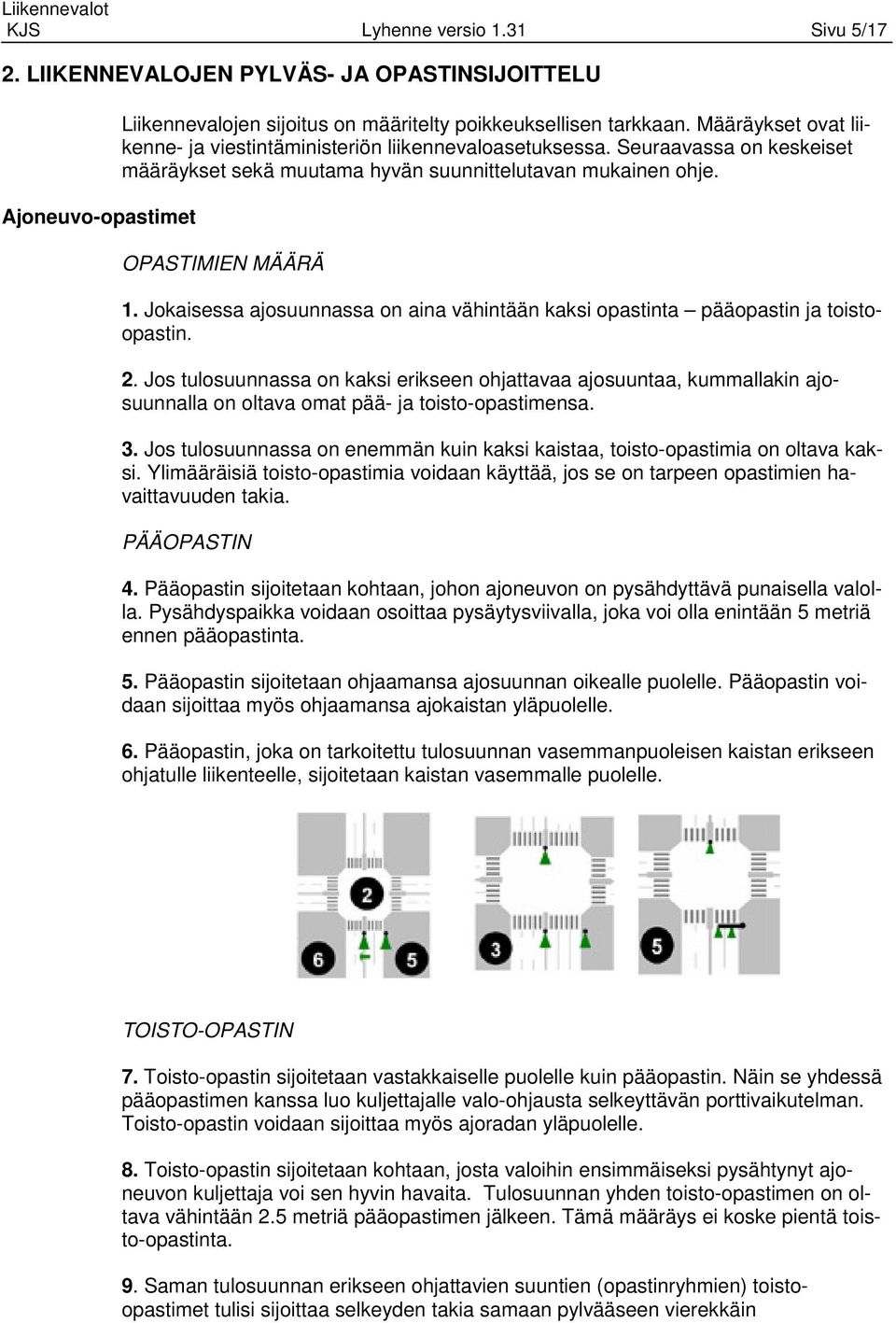 Jokaisessa ajosuunnassa on aina vähintään kaksi opastinta pääopastin ja toistoopastin. 2.