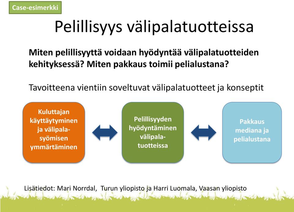 Tavoitteena vientiin soveltuvat välipalatuotteet ja konseptit Kuluttajan käyttäytyminen ja