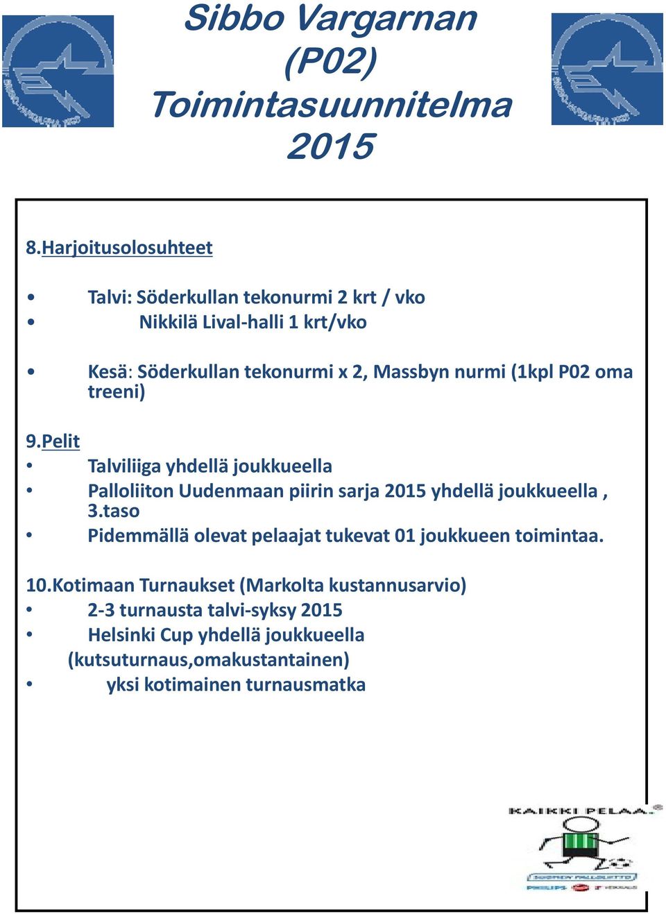 Pelit Talviliiga yhdellä joukkueella Palloliiton Uudenmaan piirin sarja yhdellä joukkueella, 3.