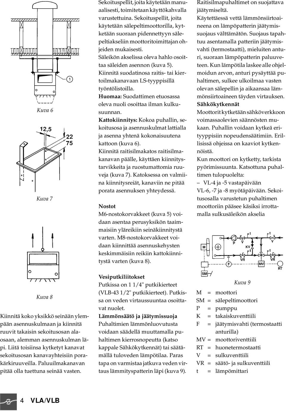 Säleikön akselissa oleva hahlo osoittaa säleiden asennon (kuva 5). Kiinnitä suodatinosa raitis- tai kiertoilmakanavaan LS-tyyppisillä työntölistoilla.