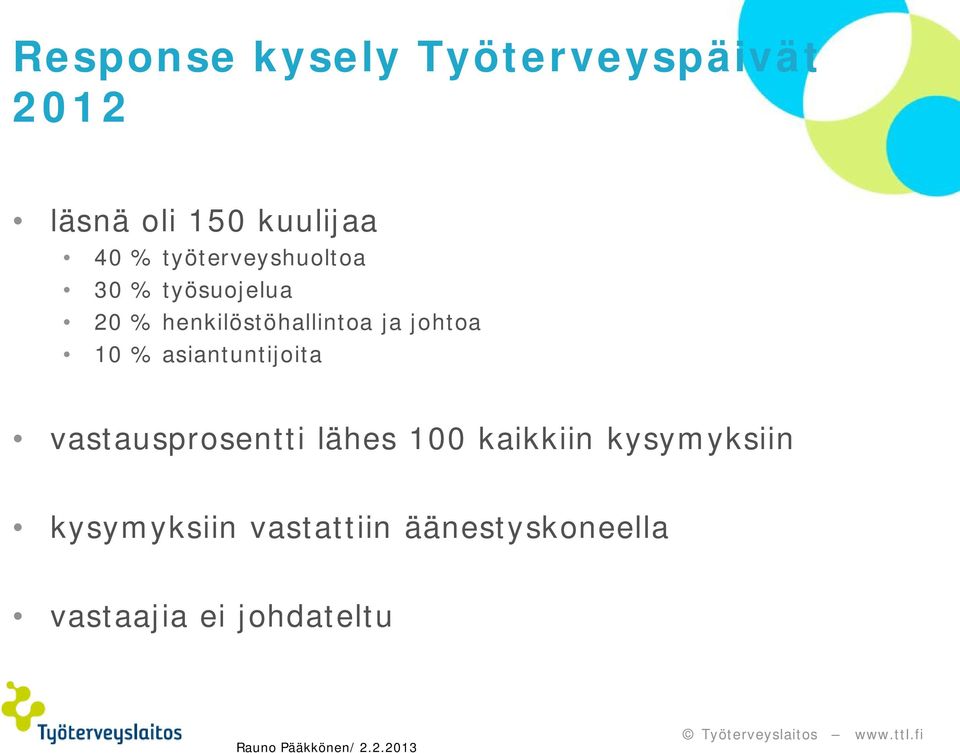 % asiantuntijoita vastausprosentti lähes 100 kaikkiin kysymyksiin