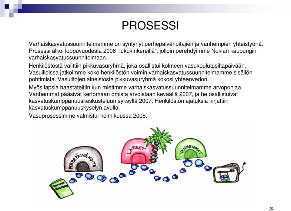 Henkilöstöstä valittiin pikkuvasuryhmä, joka osallistui kolmeen vasukoulutusiltapäivään. Vasuilloissa jatkoimme koko henkilöstön voimin varhaiskasvatussuunnitelmamme sisällön pohtimista.