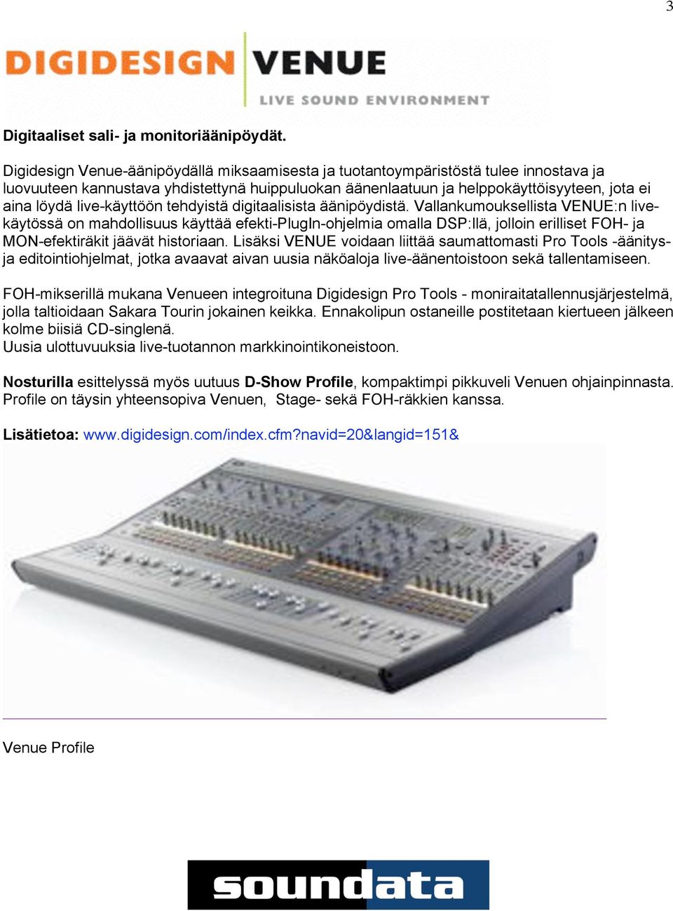 live-käyttöön tehdyistä digitaalisista äänipöydistä.