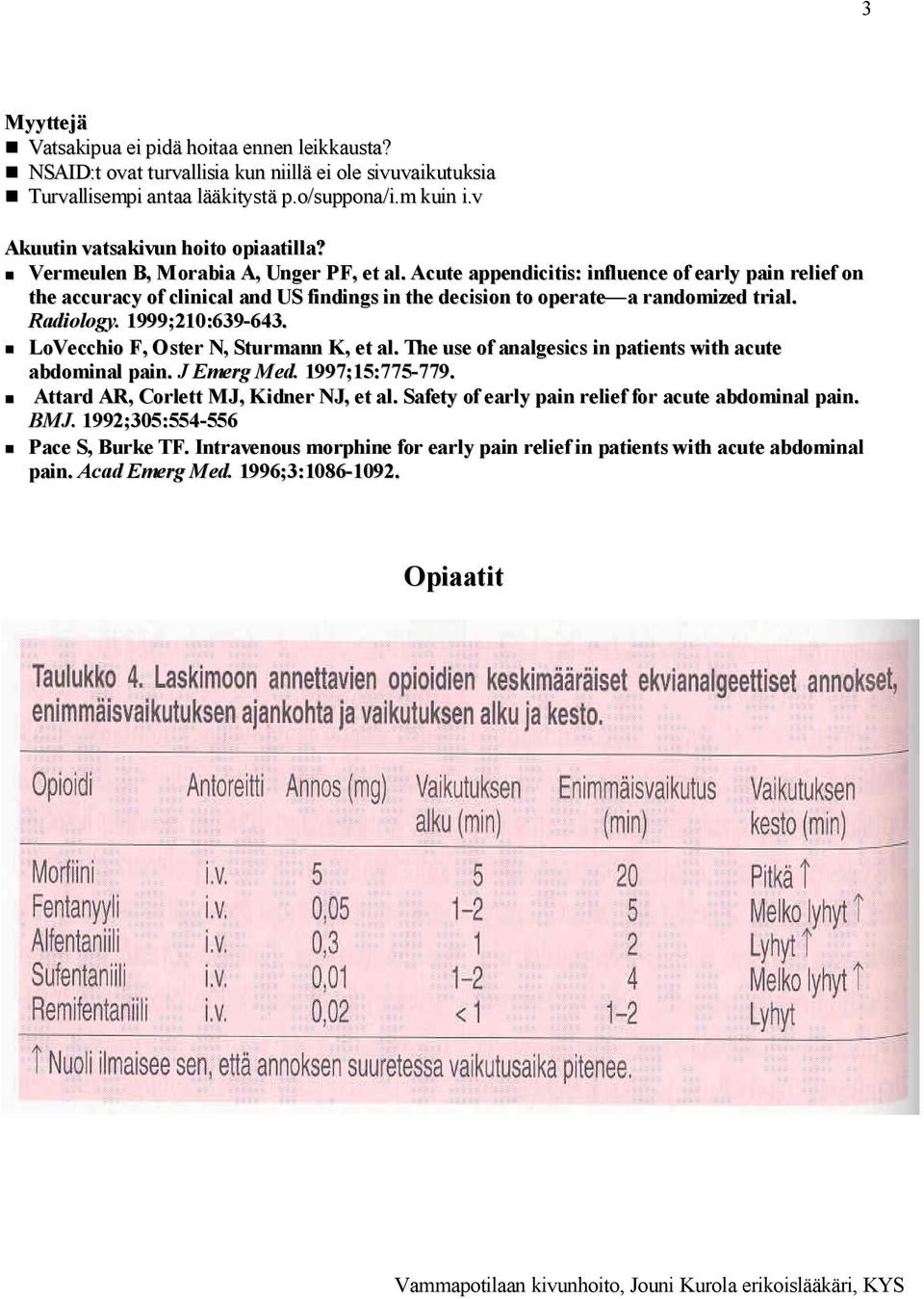 Acute appendicitis: influence of early pain relief on the accuracy of clinical and US findings in the decision to operate a randomized trial. Radiology. 1999;210:639-643.