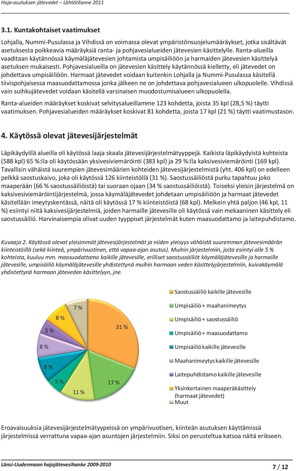 Pohjavesialueilla on jätevesien käsittely käytännössä kielletty, eli jätevedet on johdettava umpisäiliöön.